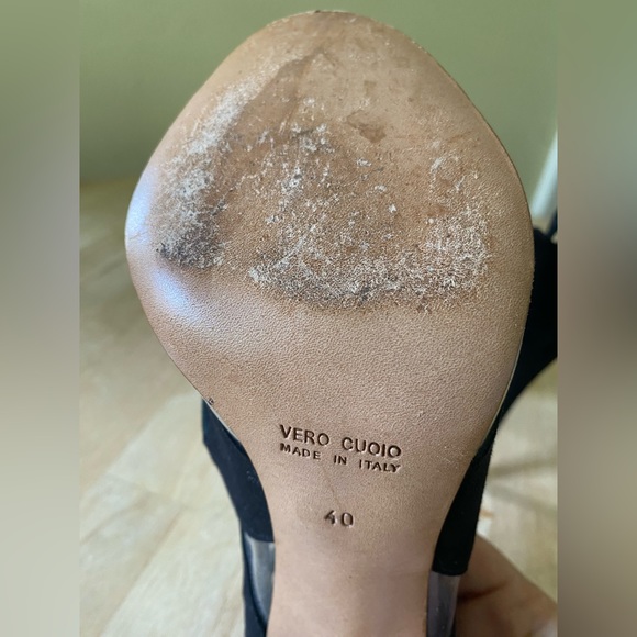 Griff Italia black suede stilettos with buckle ankle strap. Size 9 - 9.5. - Picture 5 of 8